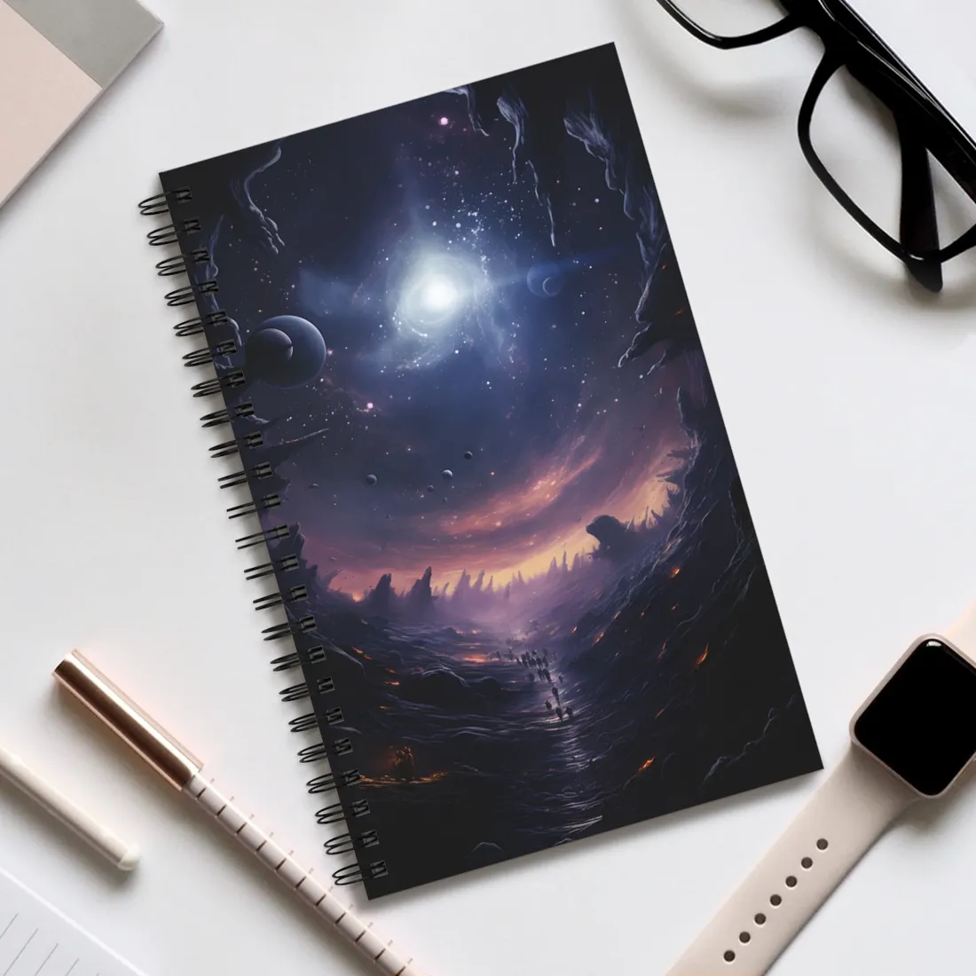 Black Hole Cosmic Art: A Planetary Masterpiece - Spiral Notebook