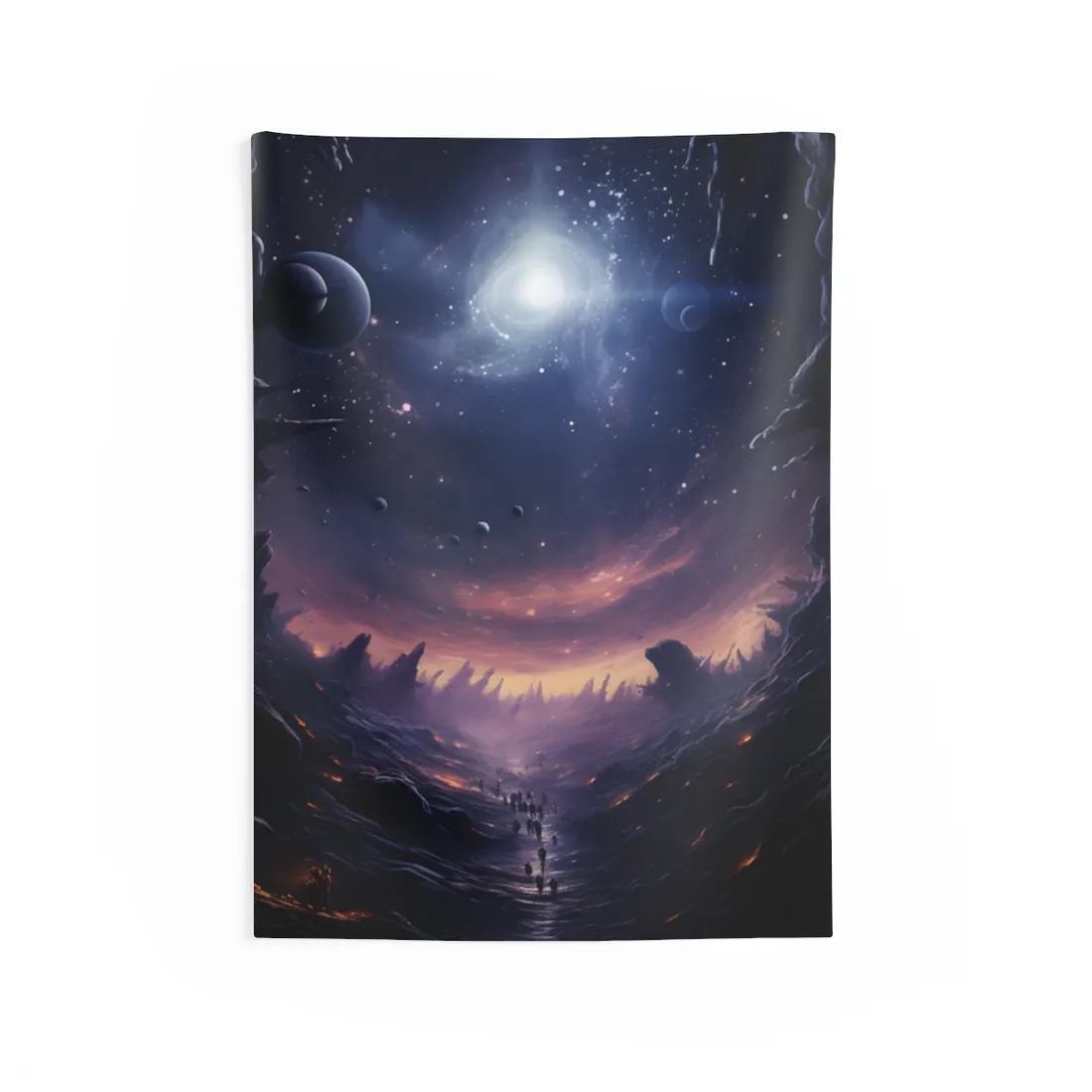 Black Hole Cosmic Art: A Planetary Masterpiece - Wall Tapestry