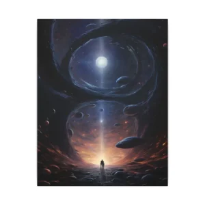 Silhouette Beneath Cosmic Vortex Canvas Print