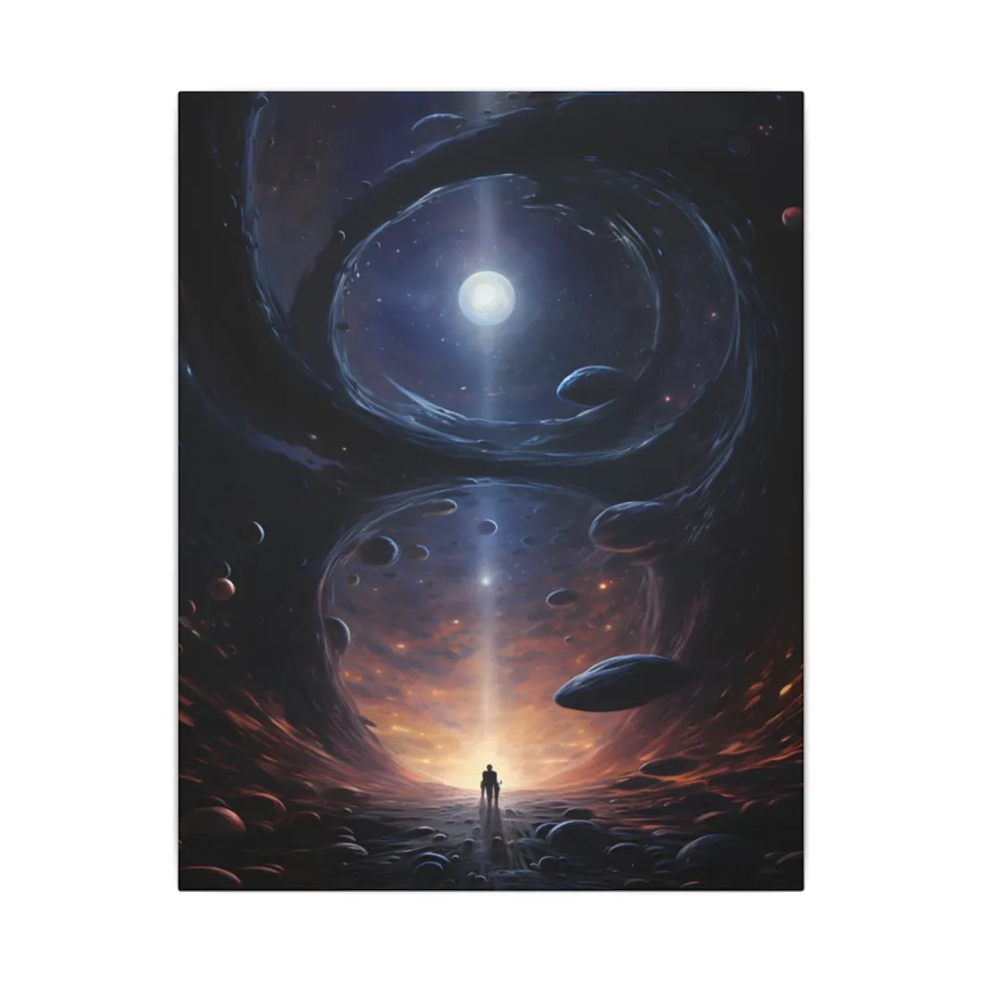 Black Hole Cosmic Dance: Massive Planet Orbits a Dark Star - Canvas