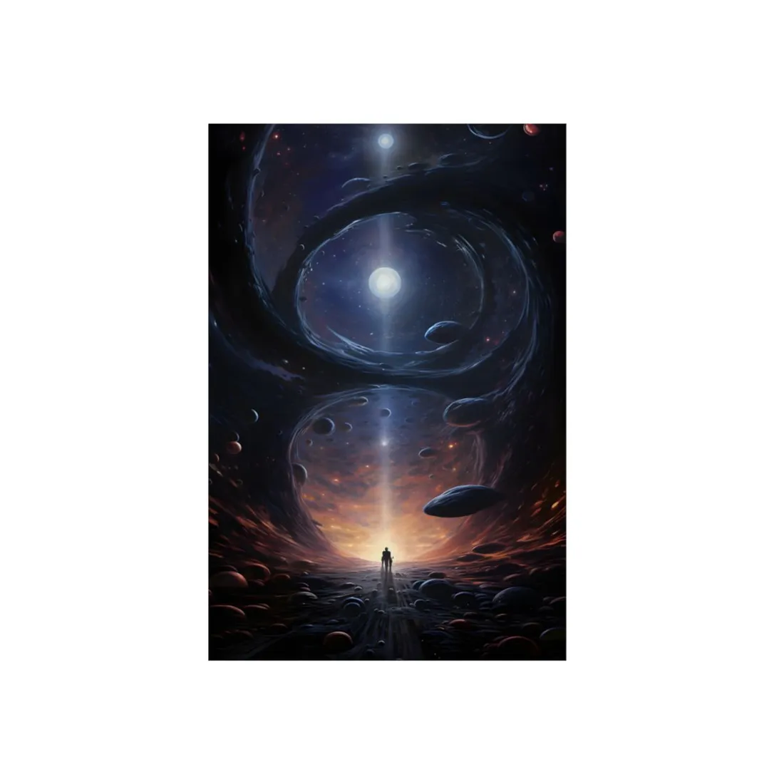 Black Hole Cosmic Dance: Massive Planet Orbits a Dark Star - Metal Poster
