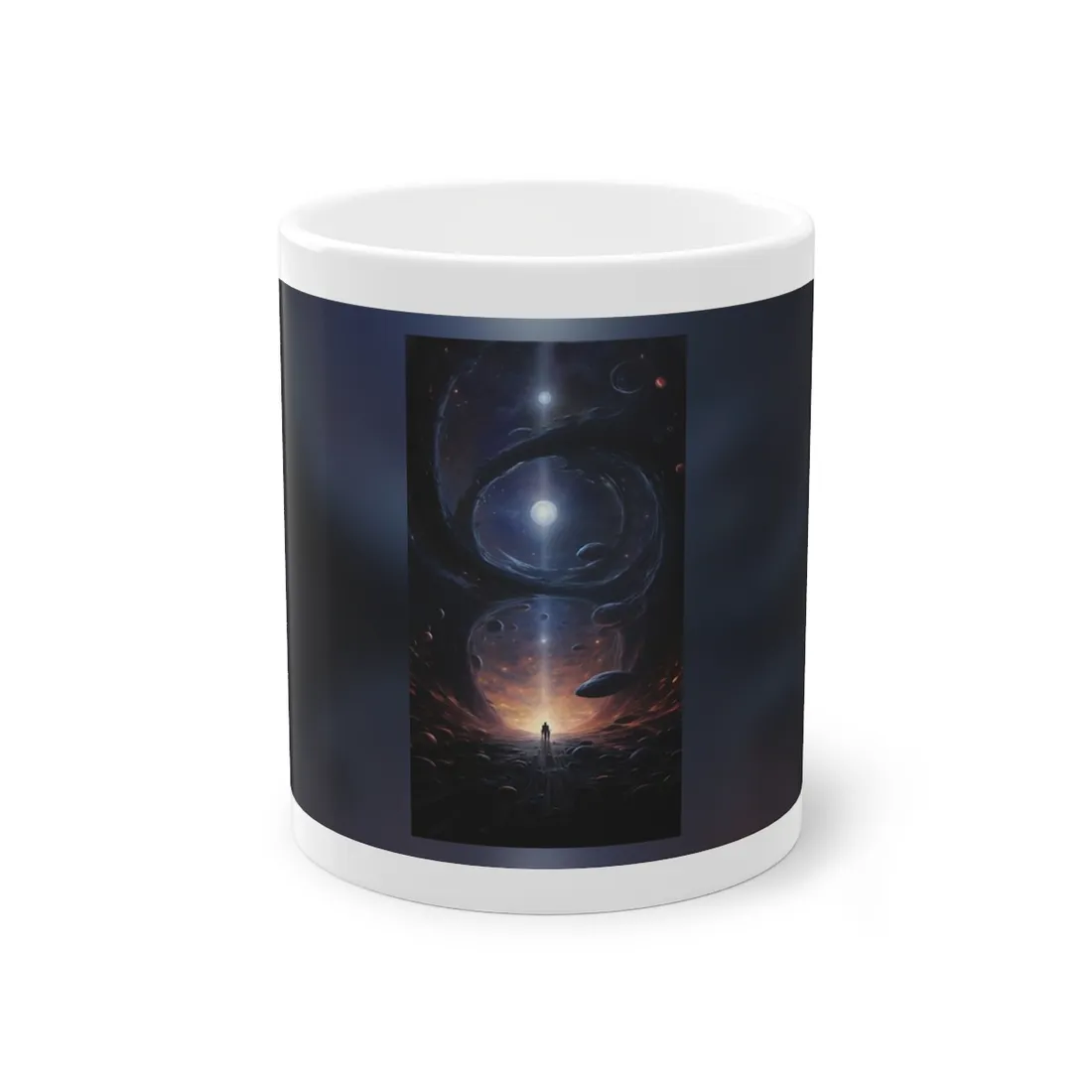 Black Hole Cosmic Dance: Massive Planet Orbits a Dark Star - Mug