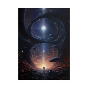 Silhouette Beneath Cosmic Vortex Poster