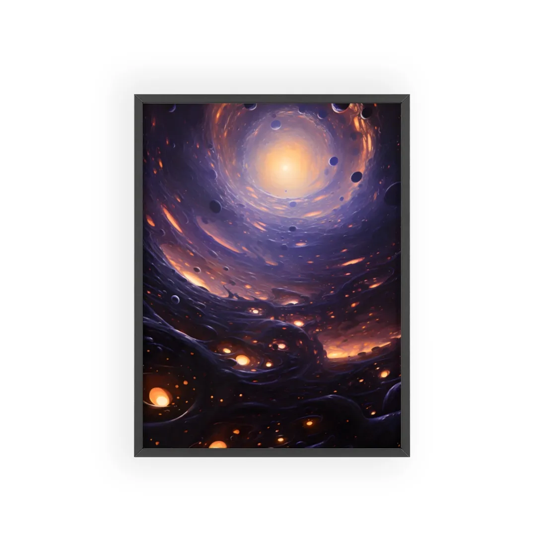 Black Hole Cosmic Encounter: Massive Planet Digital Art - Framed Poster
