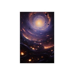 Swirling Galaxy with Glowing Core Metal Poster