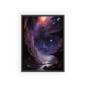 Nebula Landscape with Planets Framed Poster