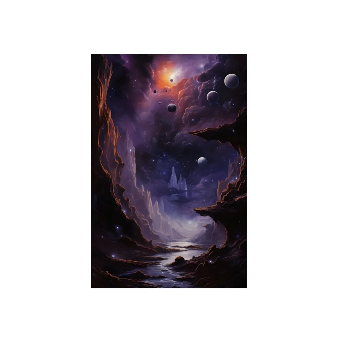 Black Hole Cosmic Odyssey: A Massive Planet's Journey Through Space - Metal Poster