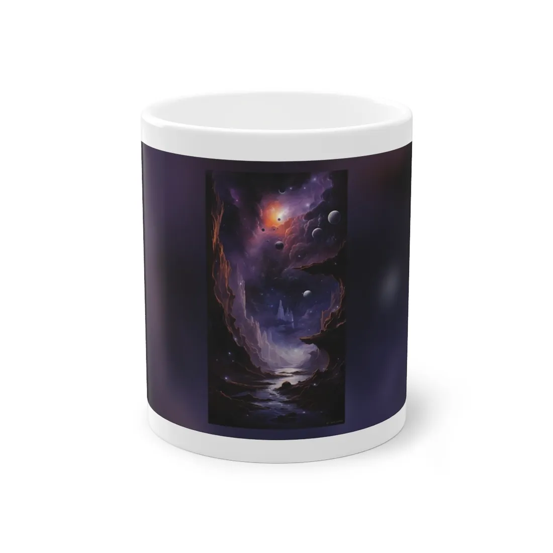 Black Hole Cosmic Odyssey: A Massive Planet's Journey Through Space - Mug