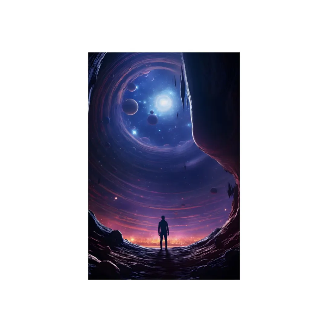 Black Hole Cosmic Odyssey: A Massive Planet's Space Journey - Metal Poster