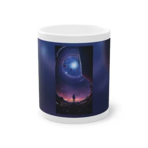 Silhouette Figure Facing Galaxy Tunnel Mug