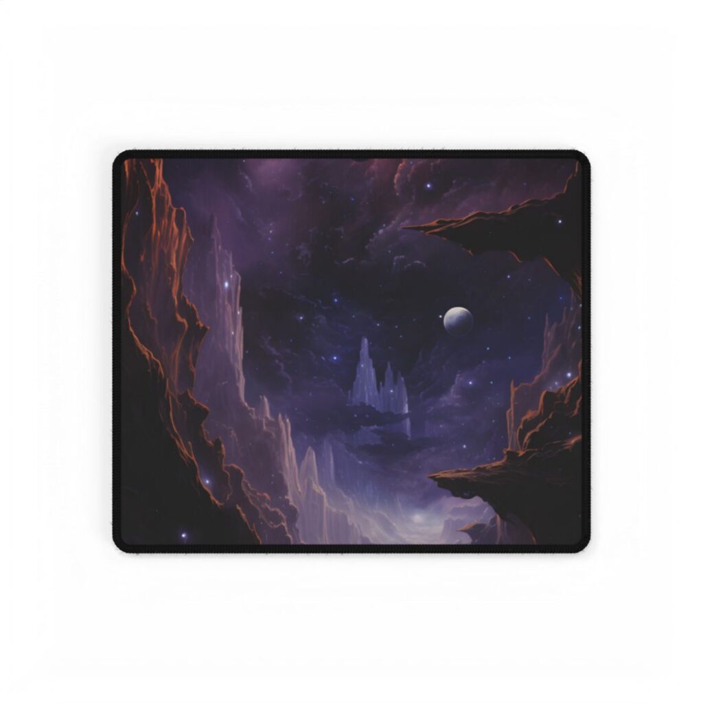 Black Hole Cosmic Odyssey: A Massive Planet's Journey Through Space - Desk Mat