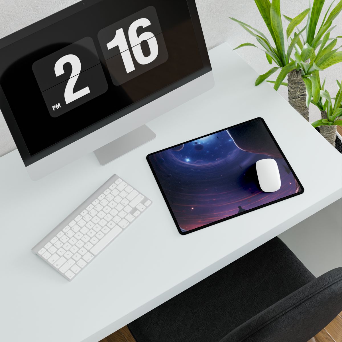 Black Hole Cosmic Odyssey: A Massive Planet's Space Journey - Desk Mat