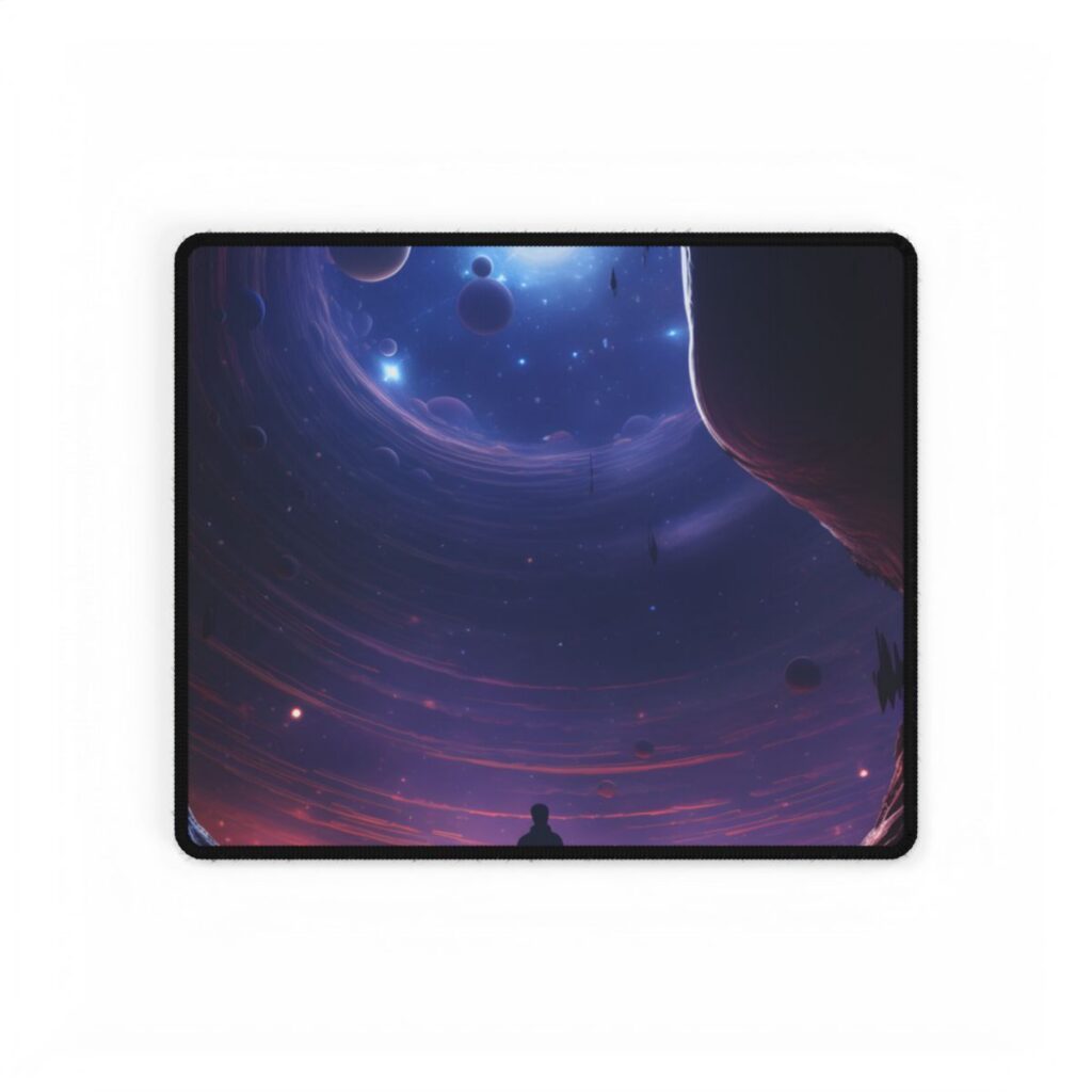 Black Hole Cosmic Odyssey: A Massive Planet's Space Journey - Desk Mat