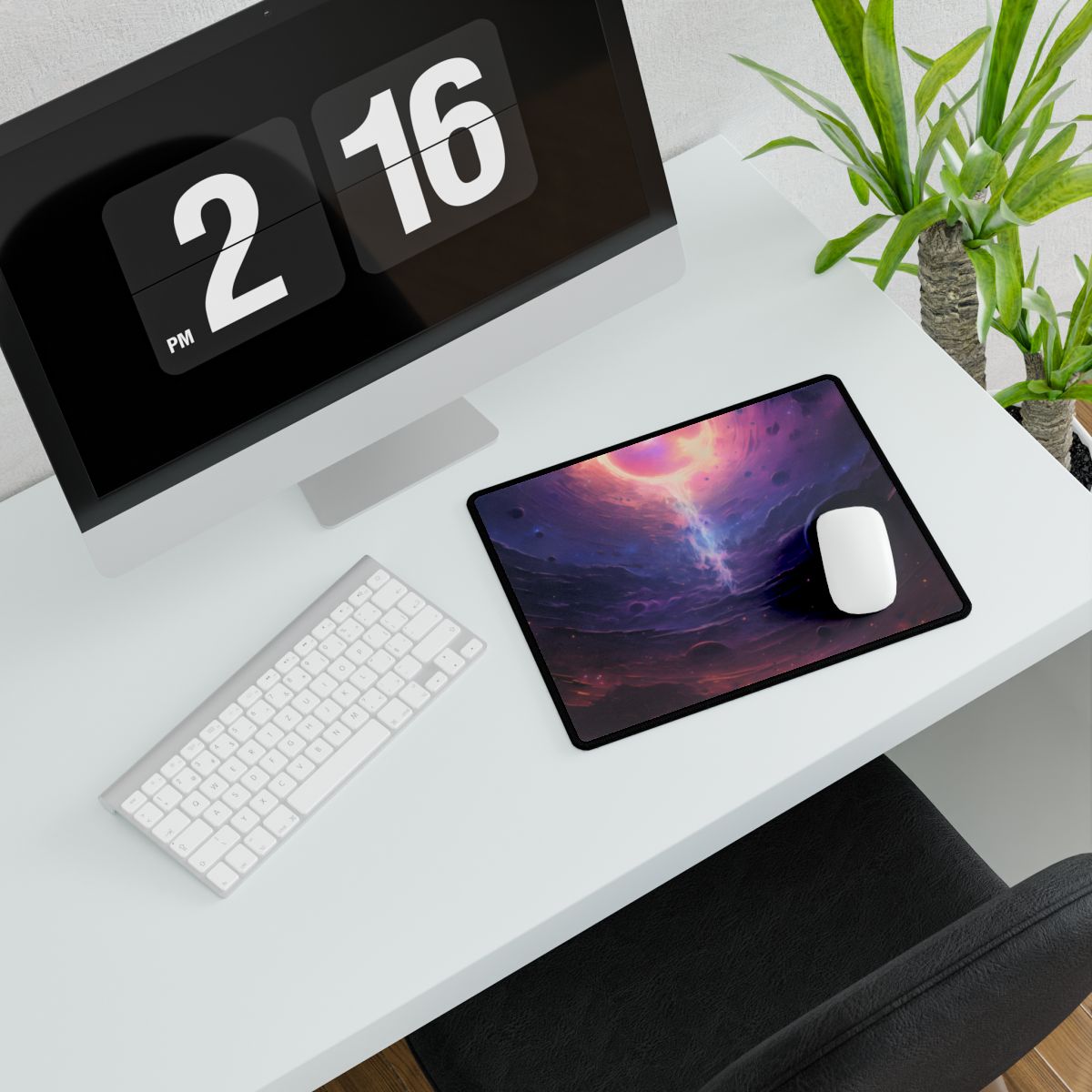 Black Hole Cosmic Odyssey: Dark Planet in Space Art - Desk Mat