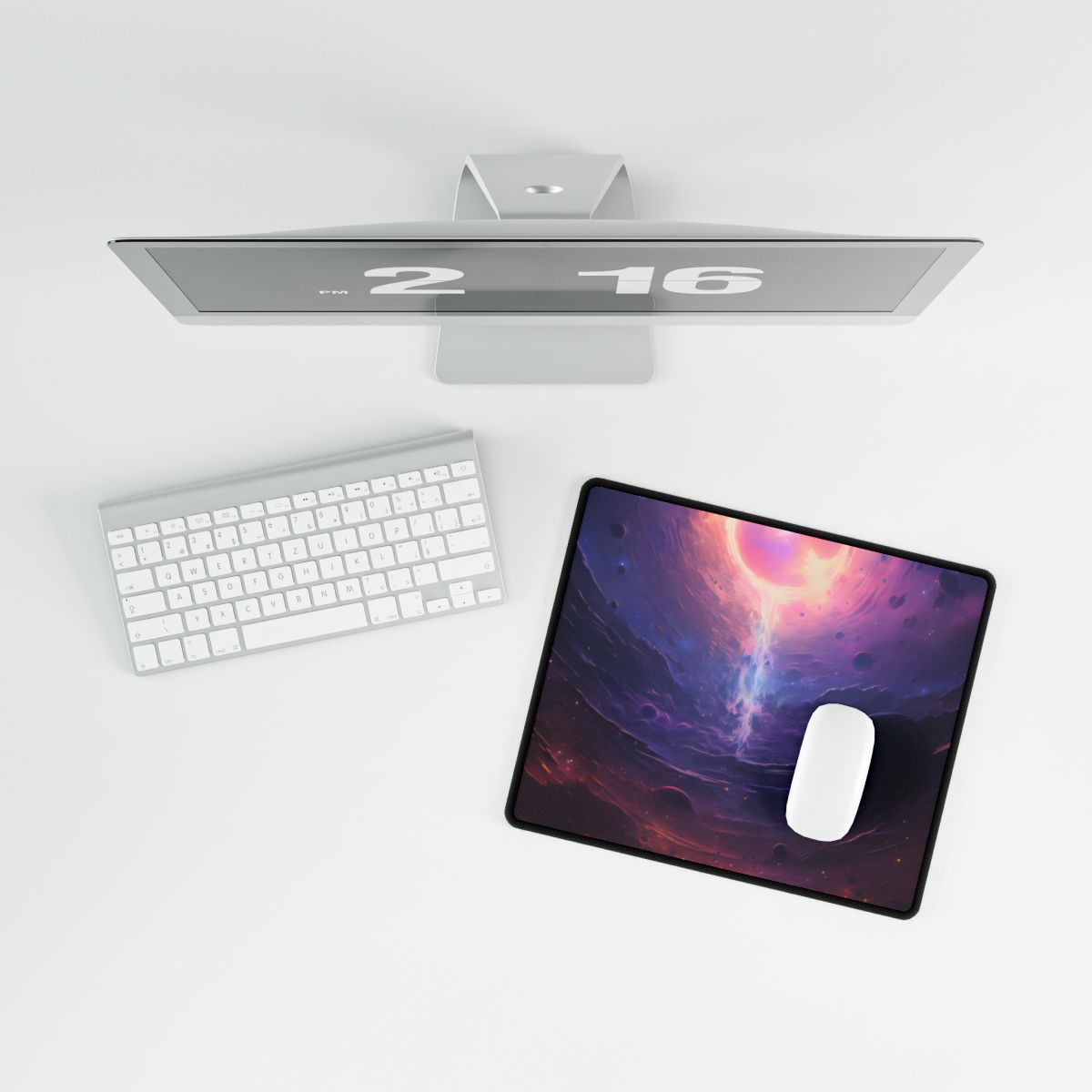 Black Hole Cosmic Odyssey: Dark Planet in Space Art - Desk Mat