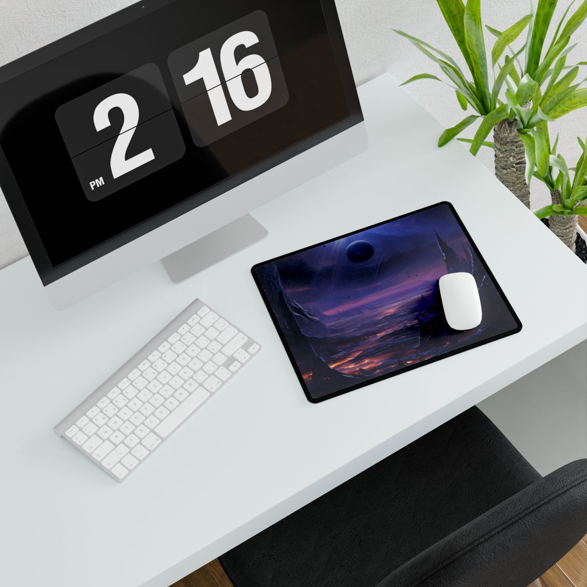 Black Hole Cosmic Odyssey: Space Art Digital Print - Desk Mat