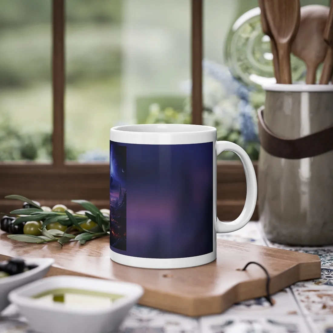 Black Hole Cosmic Odyssey: Space Art Digital Print - Mug