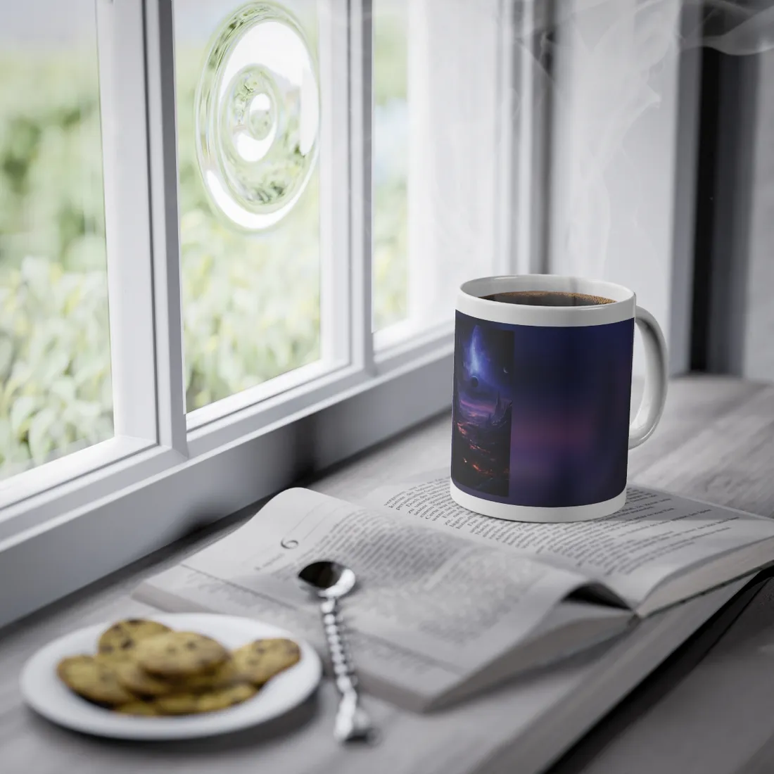 Black Hole Cosmic Odyssey: Space Art Digital Print - Mug