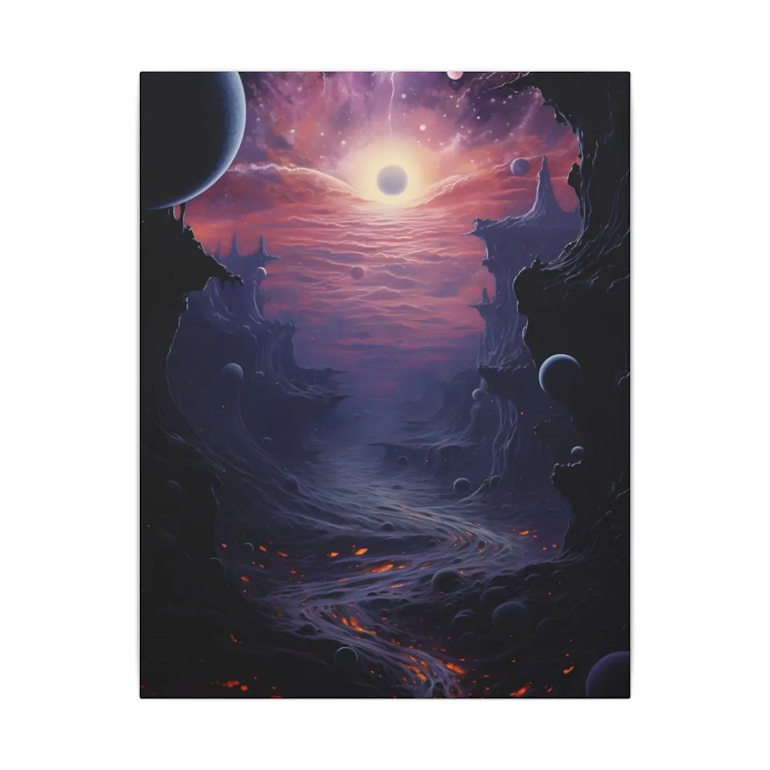 Black Hole Cosmos: Graphic Representation of a Massive Planet - Canvas