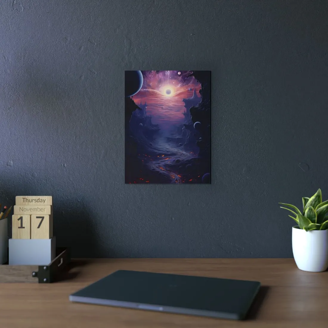 Black Hole Cosmos: Graphic Representation of a Massive Planet - Metal Poster