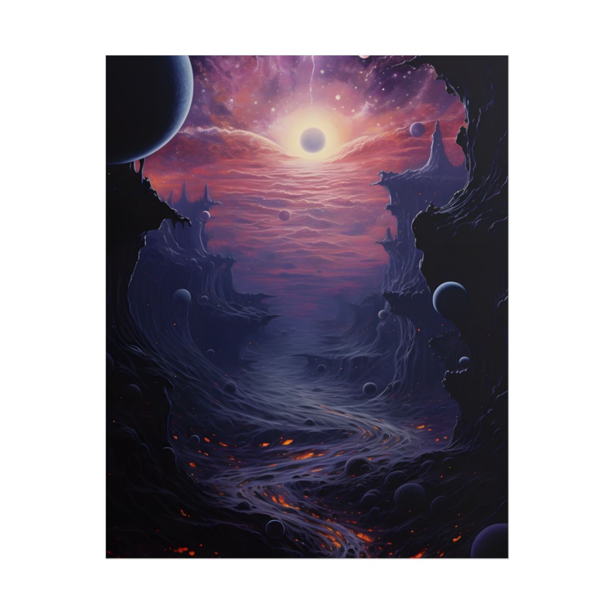 Black Hole Cosmos: Graphic Representation of a Massive Planet - Poster