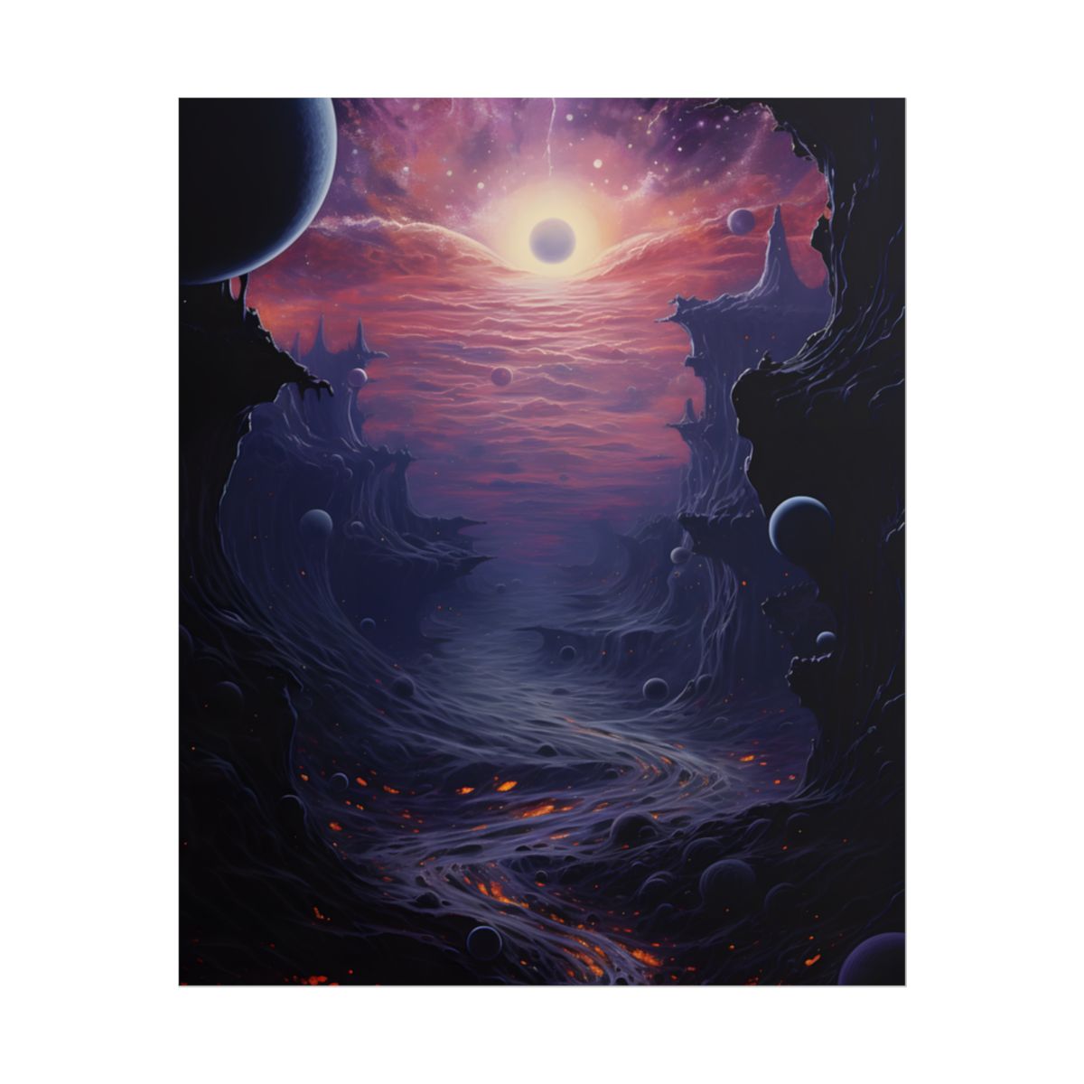 Black Hole Cosmos: Graphic Representation of a Massive Planet - Poster
