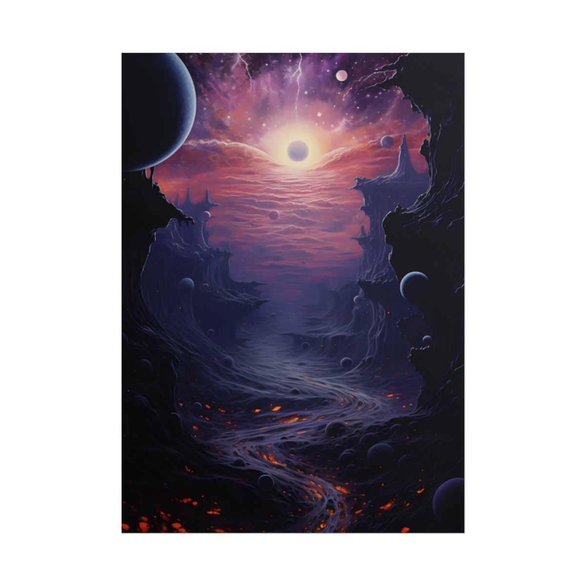 Black Hole Cosmos: Graphic Representation of a Massive Planet - Poster