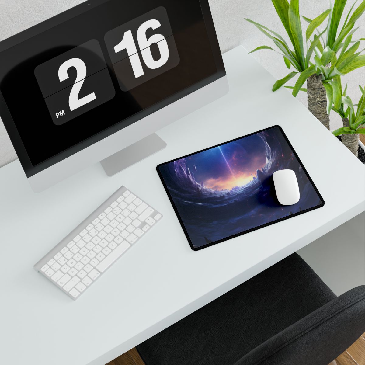 Black Hole Galaxy: Cosmic Digital Artwork - Desk Mat