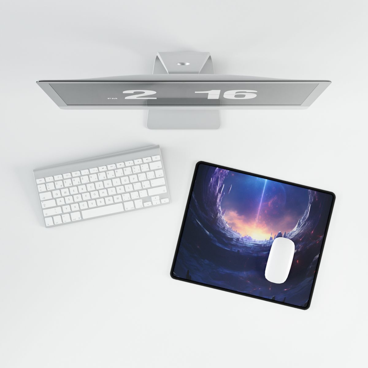 Black Hole Galaxy: Cosmic Digital Artwork - Desk Mat