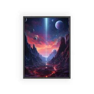 Alien Landscape with Glowing Lava Framed Poster