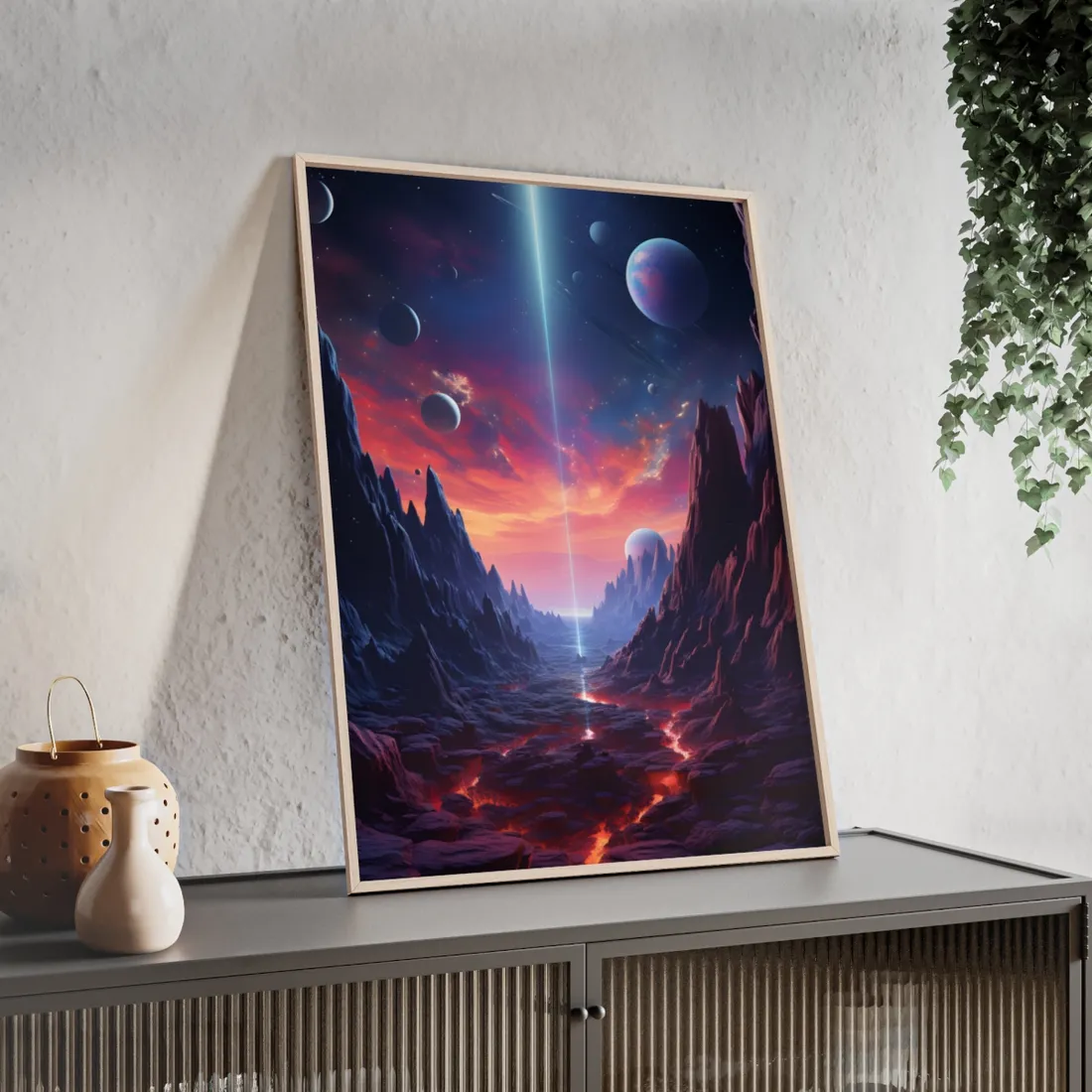 Black Hole Odyssey: A Massive Planet in Space - Framed Poster