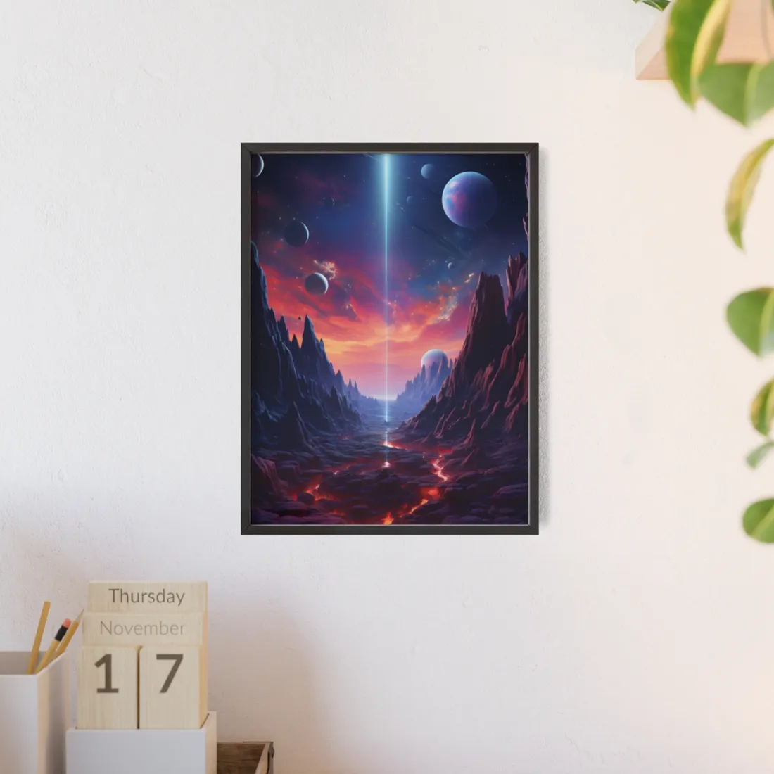 Black Hole Odyssey: A Massive Planet in Space - Framed Poster