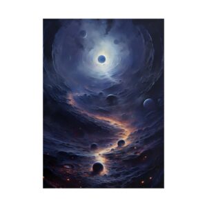Swirling Space Vortex with Planets Poster