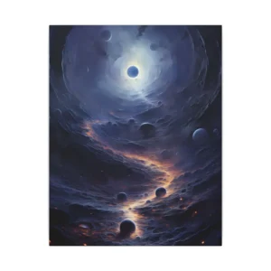 Swirling Space Vortex with Planets Canvas Print