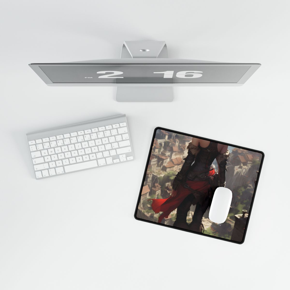 Blonde Anime Bloom: Calming Outdoor Artwork - Desk Mat