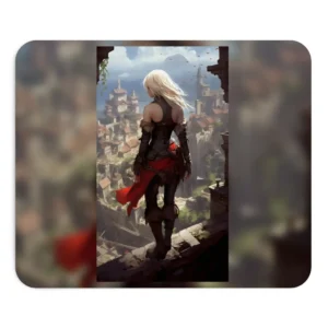 Warrior Overlooking Medieval Town Mouse Pad