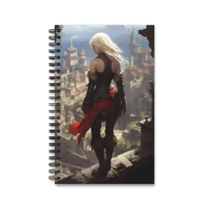 Warrior Overlooking Medieval Town Spiral Notebook