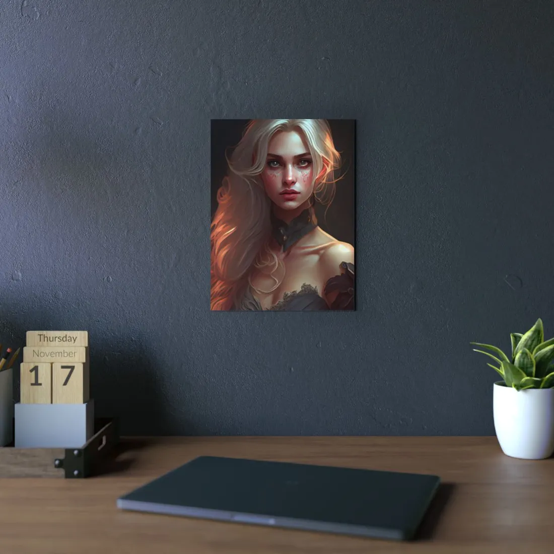 Blonde Beauty: Artistic Portrait of a Woman - Metal Poster