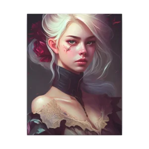 Woman with Red Flower Canvas Print