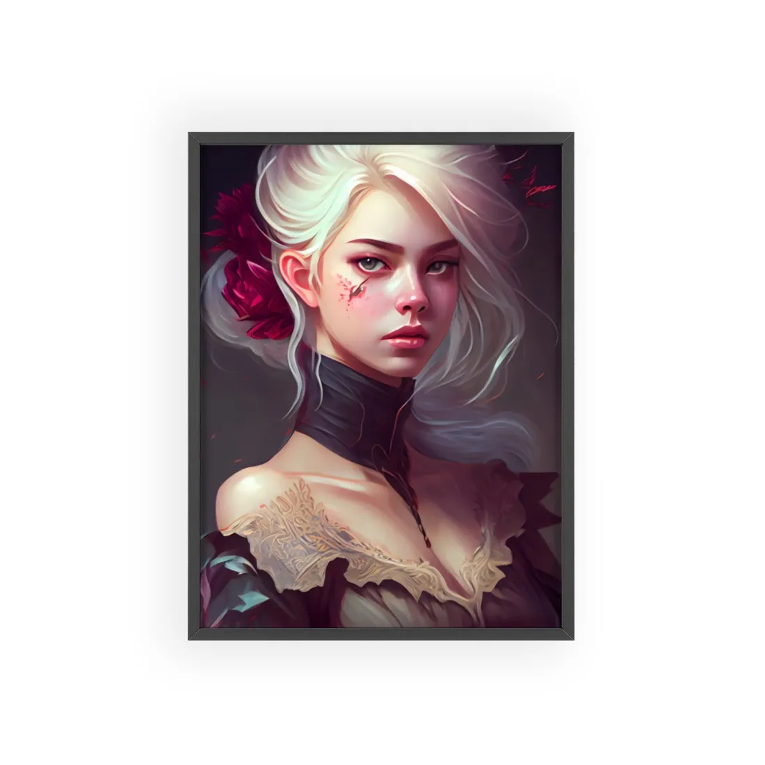Blonde Beauty in Nature: Realistic Portrait Art - Framed Poster