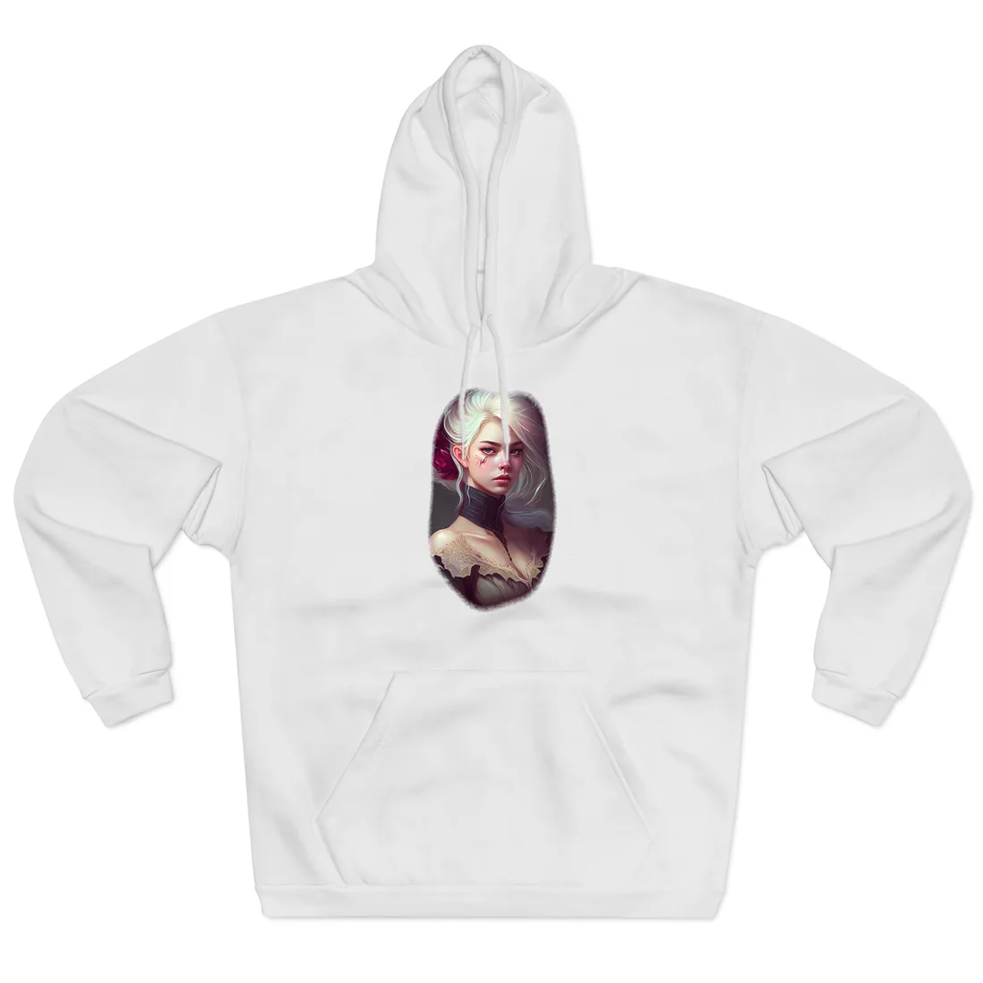 Blonde Beauty in Nature: Realistic Portrait Art Hoodie - Hoodie (White)