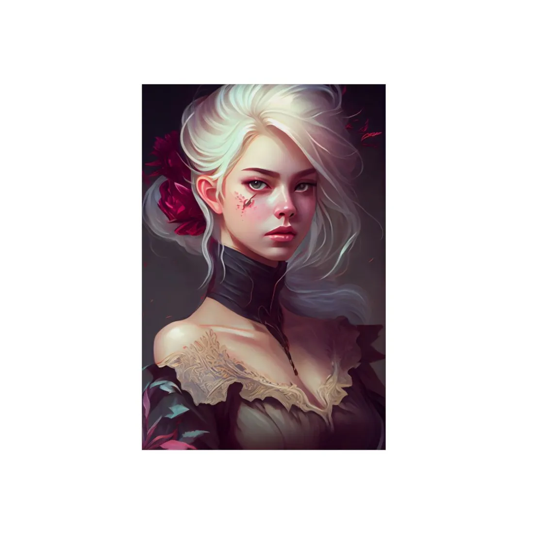 Blonde Beauty in Nature: Realistic Portrait Art - Metal Poster