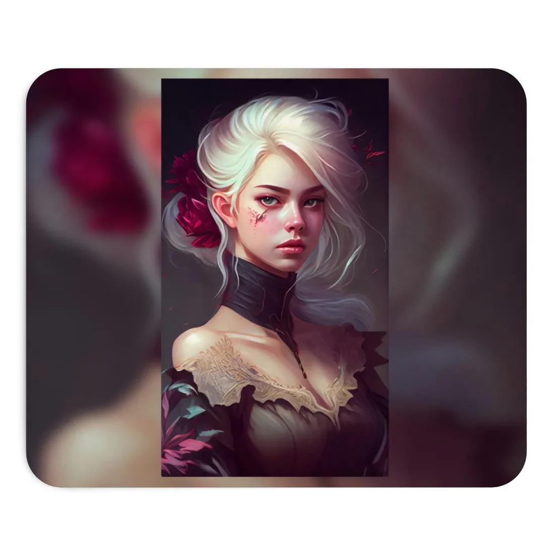 Blonde Beauty in Nature: Realistic Portrait Art - Mouse Pad