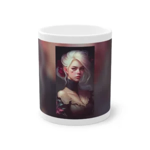 Woman with Red Flower Mug