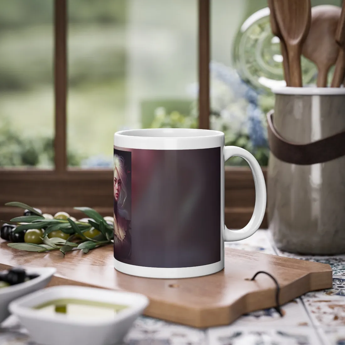 Blonde Beauty in Nature: Realistic Portrait Art - Mug