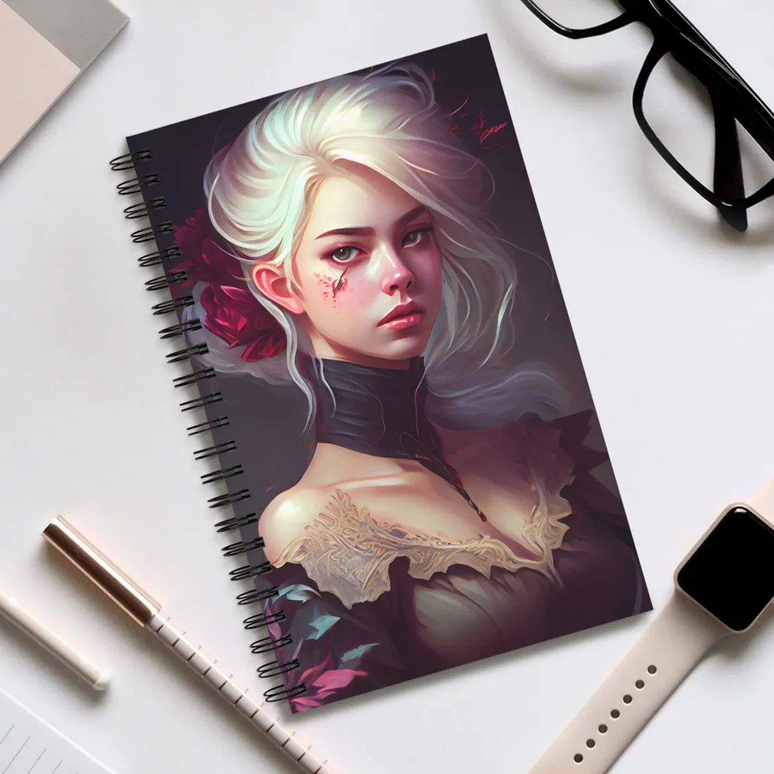 Blonde Beauty in Nature: Realistic Portrait Art - Spiral Notebook