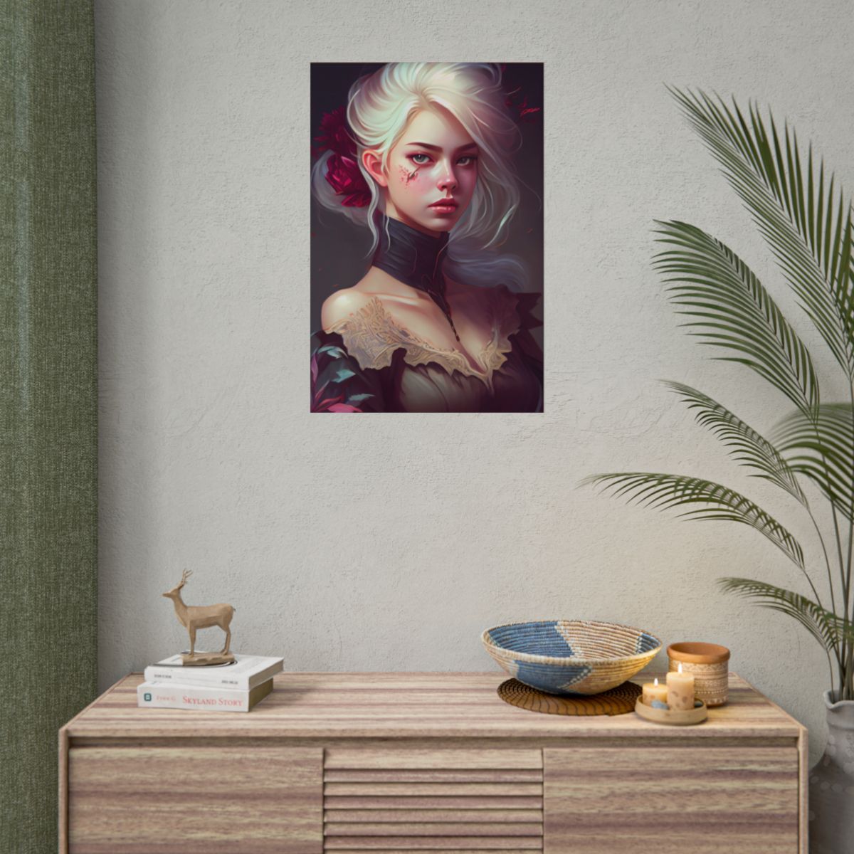 Blonde Beauty in Nature: Realistic Portrait Art - Poster