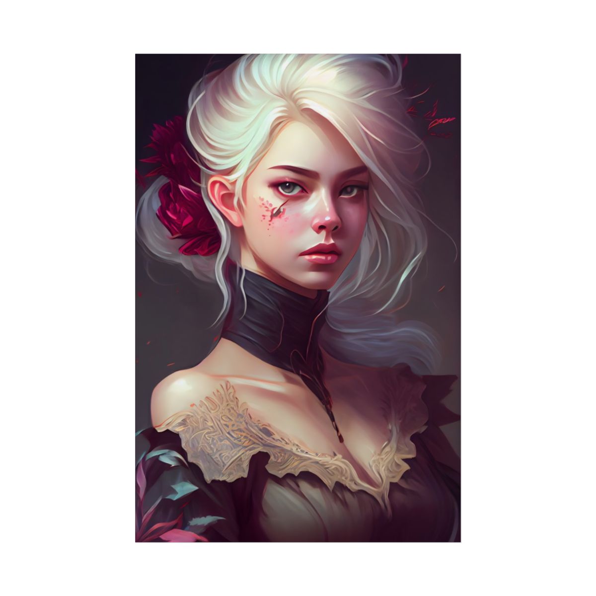 Blonde Beauty in Nature: Realistic Portrait Art - Poster