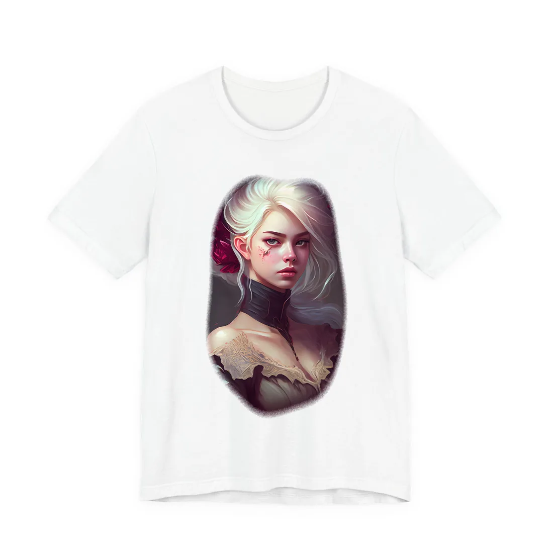 Blonde Beauty in Nature: Realistic Portrait Art T-Shirt - T-Shirt (White)