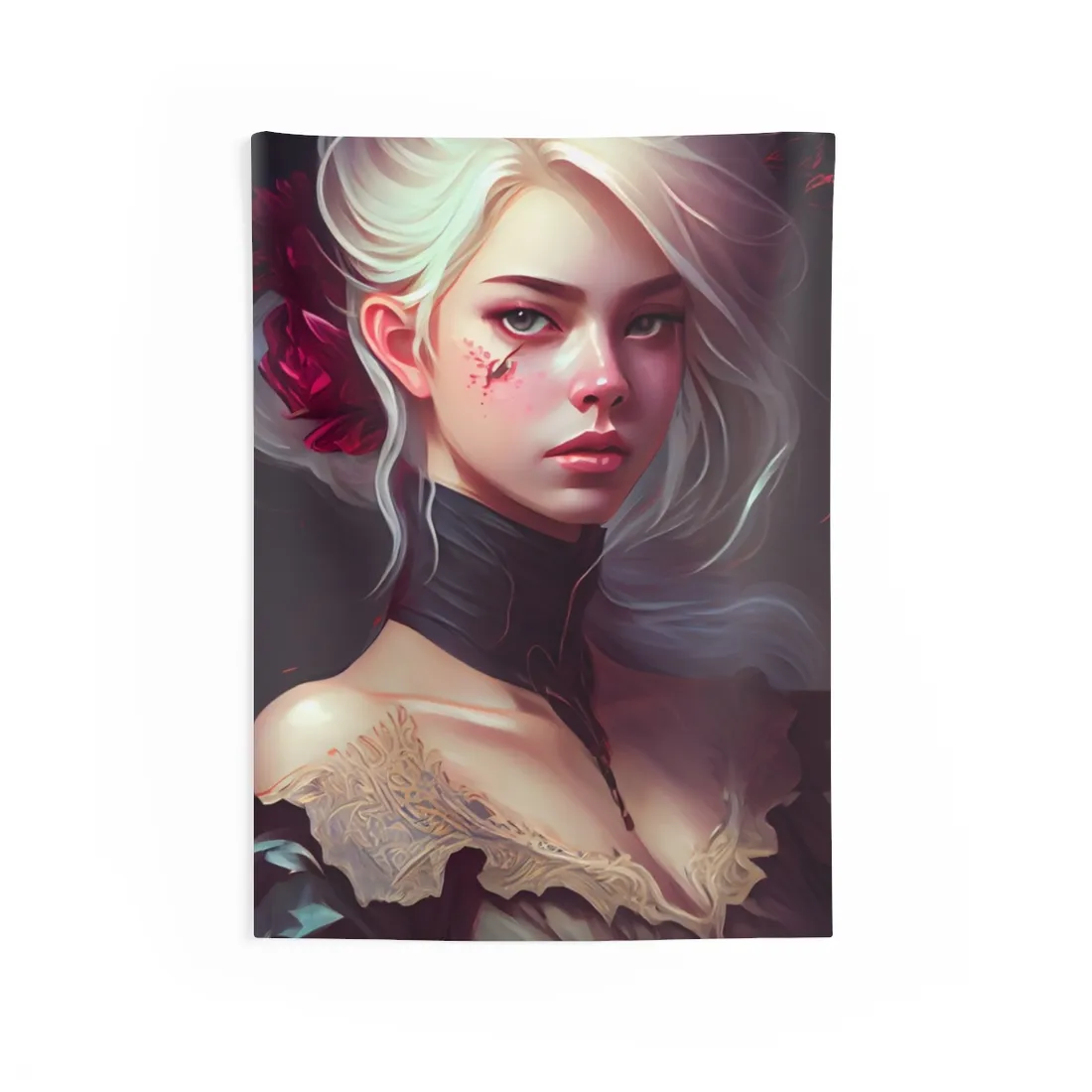 Blonde Beauty in Nature: Realistic Portrait Art - Wall Tapestry